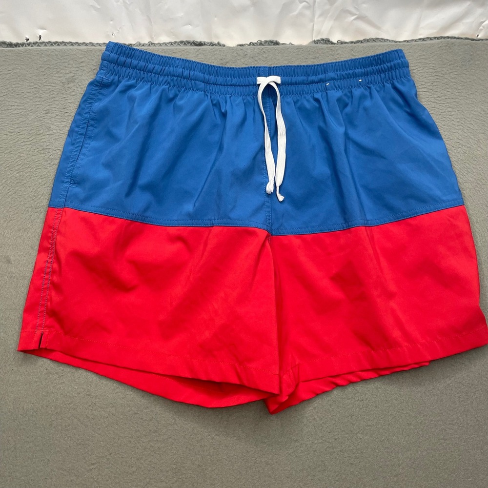 Chubbies Men Swim Trunks Polyester XL Colorblock Retro 5.5 Inseam Blue Red